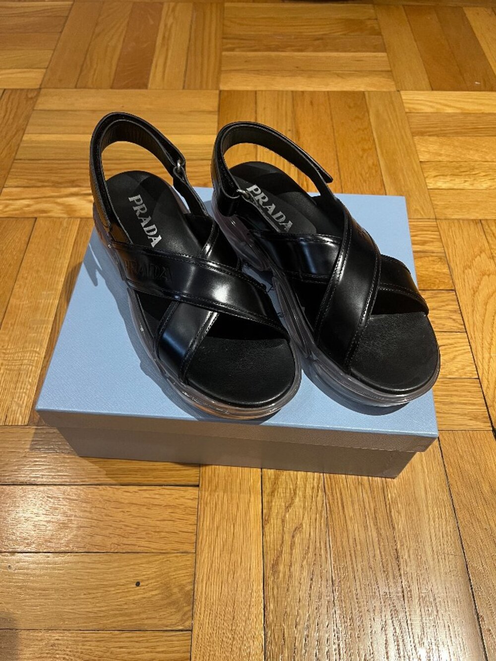 Prada Luxury Cloudbust leather sandals women's EU 38.5
